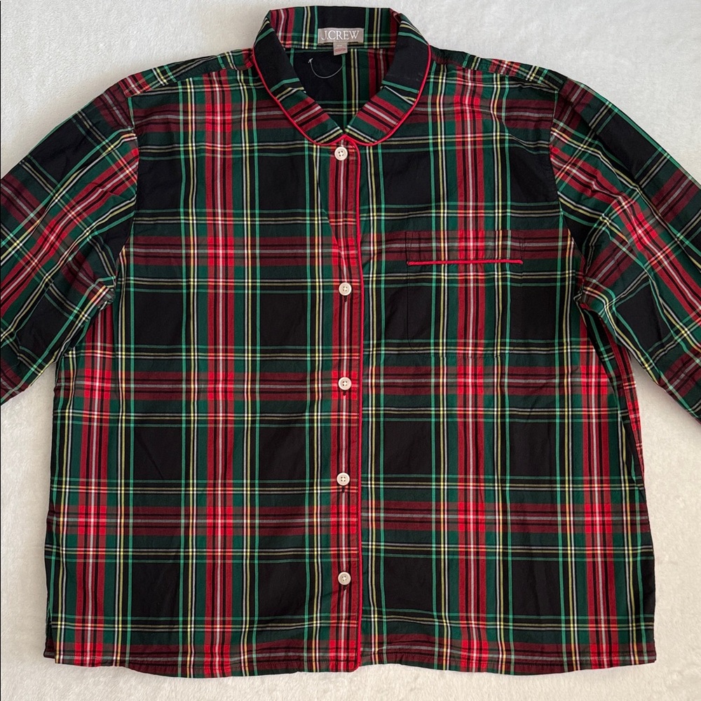 {NWOT} J. Crew | Cotton Poplin Pajama Set Black Stewart Tartan Plaid BM280 (XXL) - Picture 2 of 16